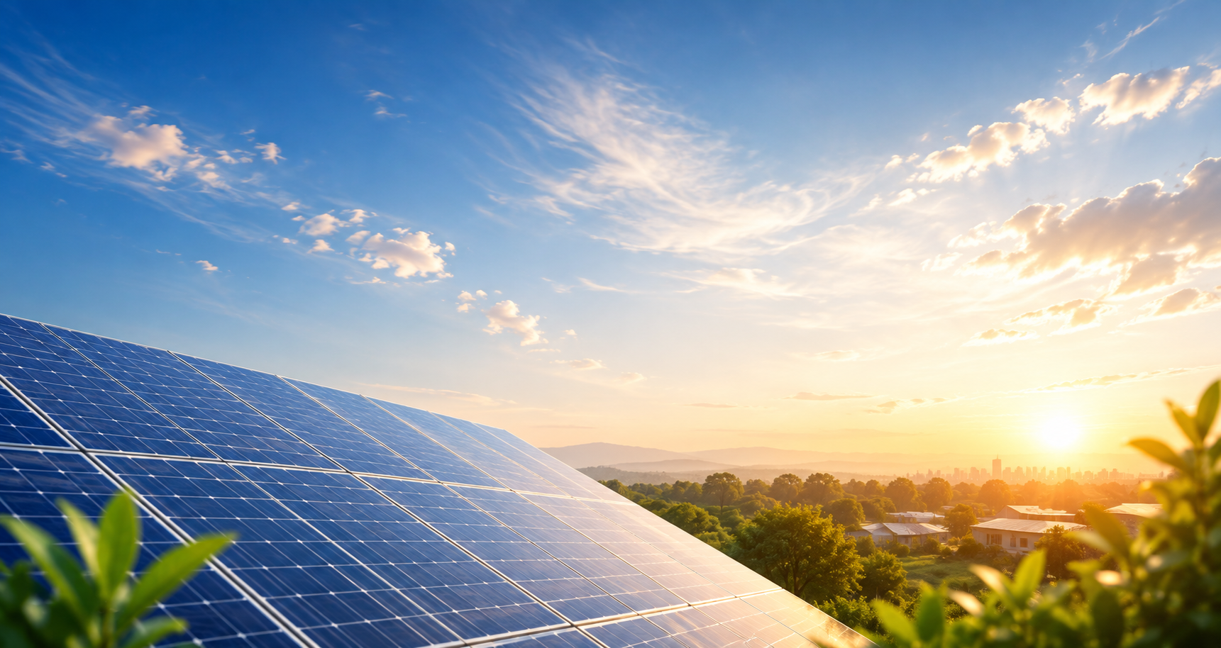 Rooftop solar panels under a clear sky